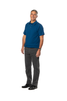 Plukpak blauw poloshirt korte mouw grijze Jeans