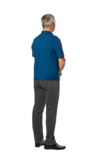 Plukpak blauw poloshirt korte mouw grijze Jeans