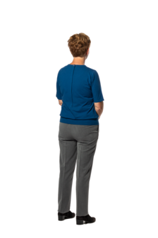 Plukpak Blauw Shirt korte mouw grijze pantalon