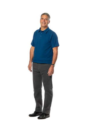 Plukpak blauw poloshirt korte mouw grijze Jeans