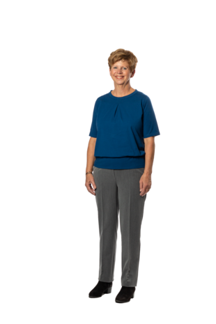 Plukpak Blauw Shirt korte mouw grijze pantalon