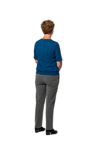 Plukpak Blauw Shirt korte mouw grijze pantalon