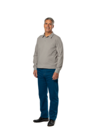 Plukpak Grijs Poloshirt lange mouw Blauwe Jeans